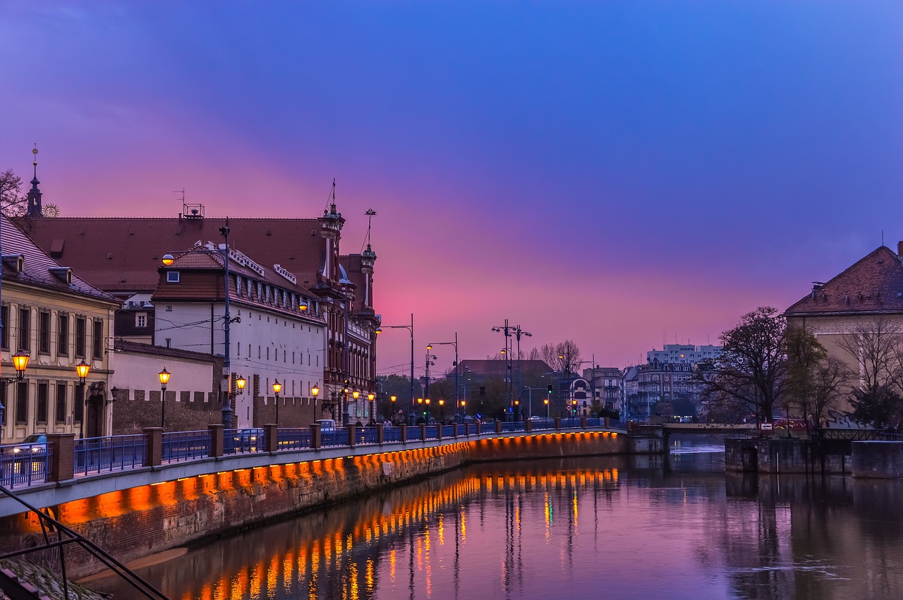 Ruduo, Senamiestis, Lenkija, Upė, Riverside, Gatves, Saulėlydis, Nemokamos Nuotraukos,  Nemokama Licenzija