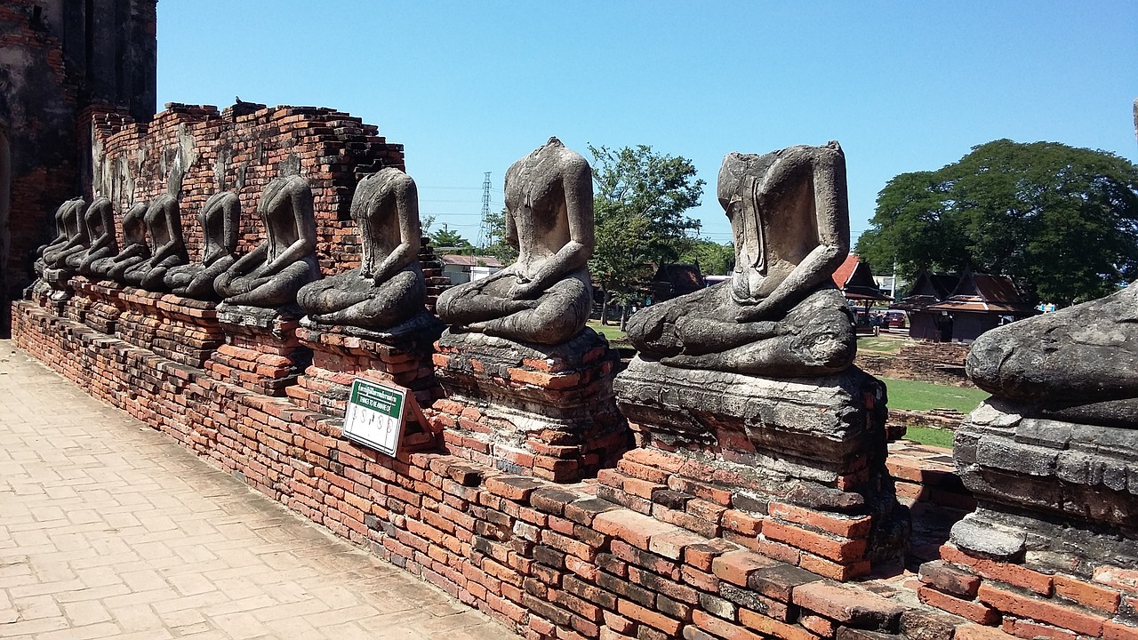 Ayutthaya, Tailandas, Senamiestis, Statulos, Lotus Sėdi, Nėra Girdimas, Senovės, Nemokamos Nuotraukos,  Nemokama Licenzija
