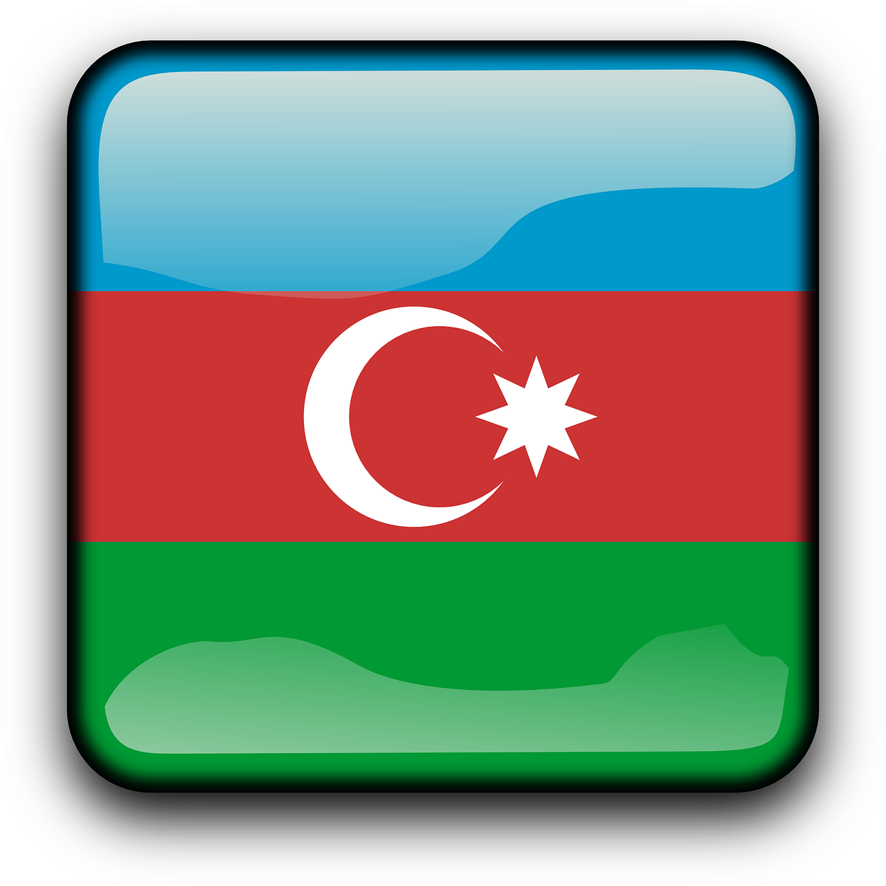 Azerbaidžanas, Vėliava, Šalis, Tautybė, Kvadratas, Mygtukas, Blizgus, Nemokama Vektorinė Grafika, Nemokamos Nuotraukos,  Nemokama Licenzija