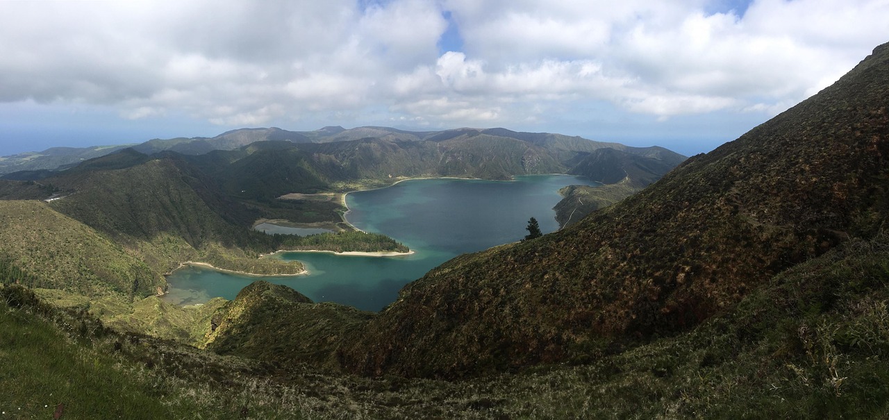 Azorai,  Ežeras,  Vandens,  Pobūdį,  Kraštovaizdis,  Nuotaika,  Sao Miguel,  Debesys,  Panorama,  Kalnai