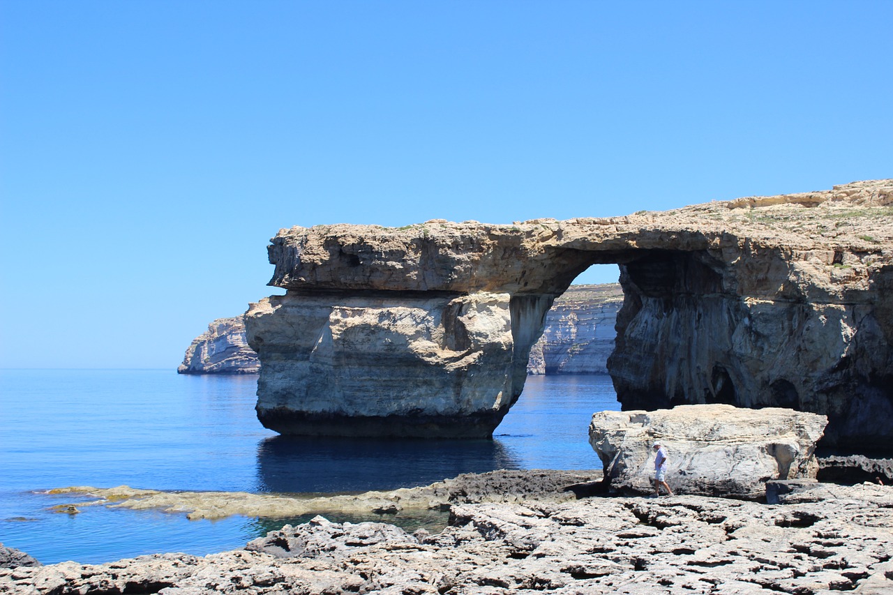 Aukso Langas, Malta, Gozo, Vandenynas, Jūra, Jūros Dugnas, Dangus, Vanduo, Smėlis, Banga