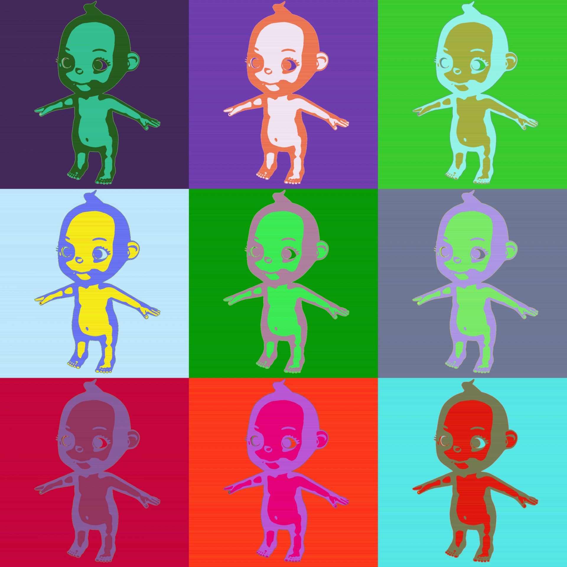 9,  Devyni,  Kūdikiai,  Warhol,  Stilius,  Filtras,  Nustatyti,  Spalva,  Andy,  Pop