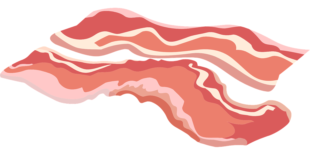 Bacon, Raudona, Kiaulė, Kiauliena, Mėsa, Pusryčiai, Maistas, Skanus, Riebalai, Šviežias