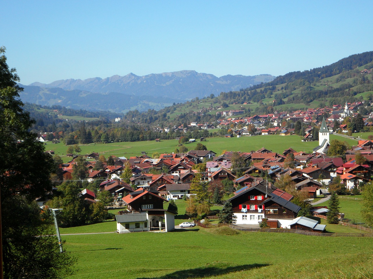 Blogas Oberdorfas, Kaimas, Allgäu, Perspektyva, Kalnai, Slėnis, Namai, Nepastebėti, Vaizdas, Apžvalga