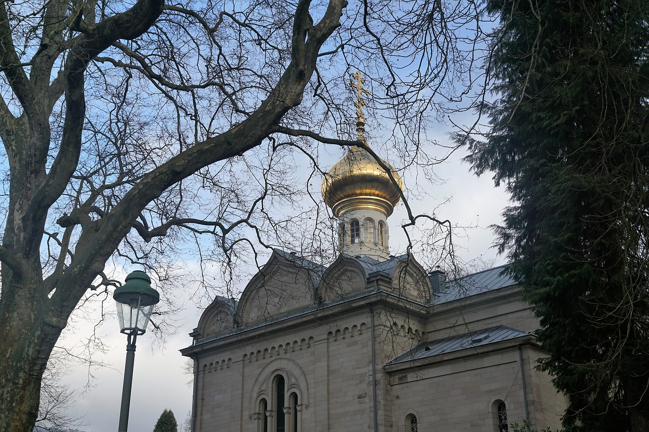 Baden Baden, Parkas, Gamta, Bažnyčia, Rusų, Ortodoksas, Šventas, Auksas, Religija, Rusija