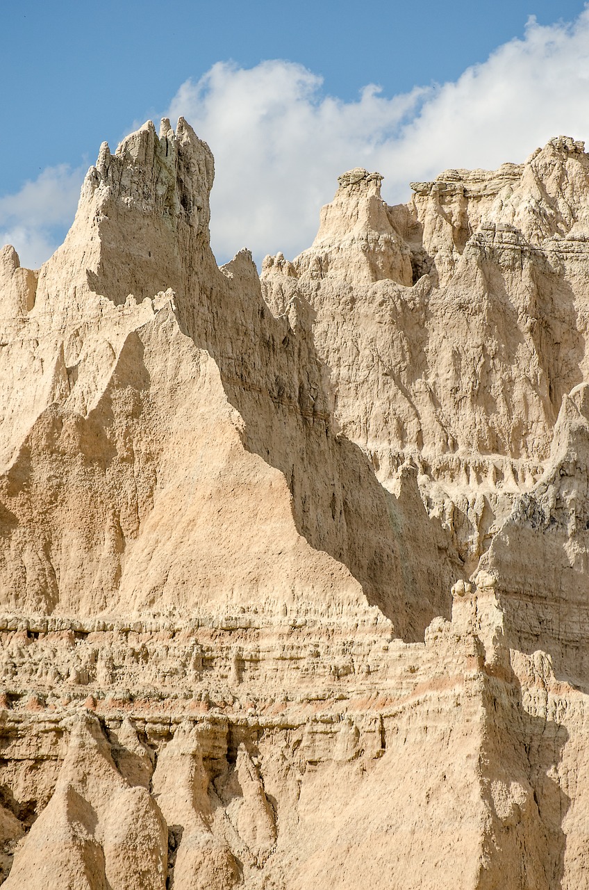 Badlands, Uolienos Formacijos, Mėlynas Dangus, Kraštovaizdis, Rokas, Dakota, Į Pietus, Parkas, Nacionalinis, Dykuma