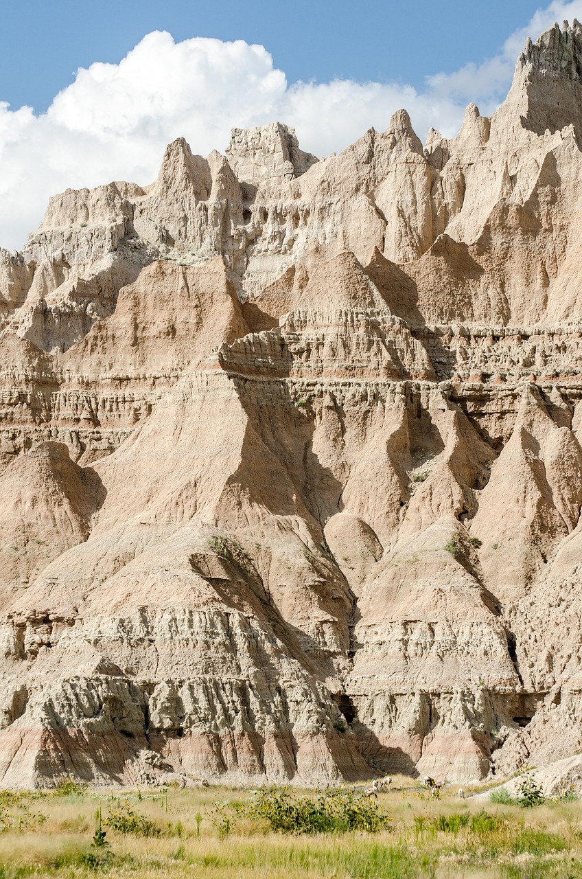 Badlands, Uolienos Formacijos, Mėlynas Dangus, Kraštovaizdis, Rokas, Dakota, Į Pietus, Parkas, Nacionalinis, Dykuma