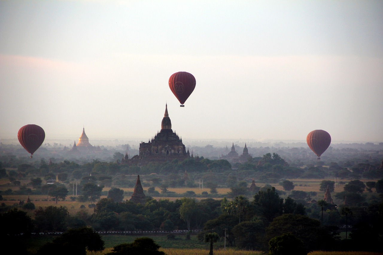 Bagan, Balionas, Skrydis Karšto Oro Balionu, Pagoda, Nemokamos Nuotraukos,  Nemokama Licenzija