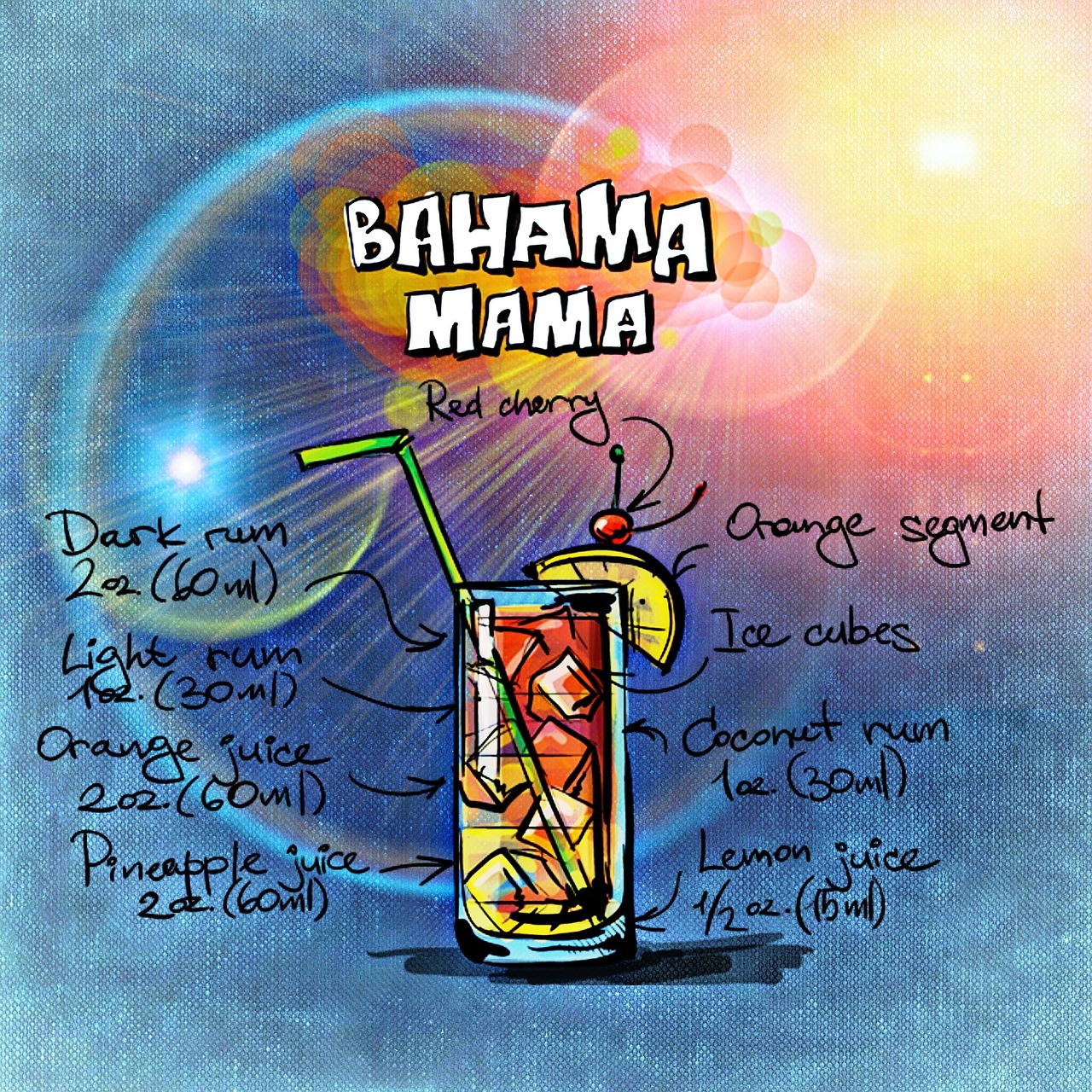 Bahama Mama, Kokteilis, Gerti, Alkoholis, Receptas, Vakarėlis, Alkoholinis, Vasara, Nemokamos Nuotraukos,  Nemokama Licenzija
