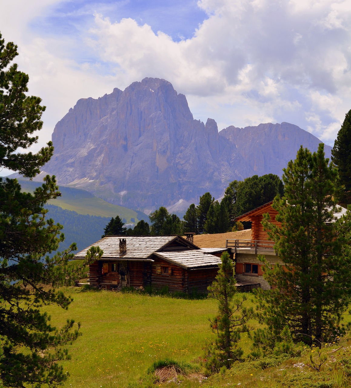 Baita, Dolomitai, Prato, Rokas, Italy, Prieglobstis, Debesys, Dangus, Kraštovaizdis, Sassolungo