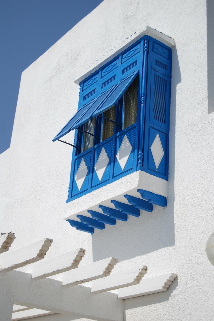 Balkonas, Tunisas, Fasadas, Pastatas, Namas, Mėlynas, Balta, Arabiškas, Nemokamos Nuotraukos,  Nemokama Licenzija