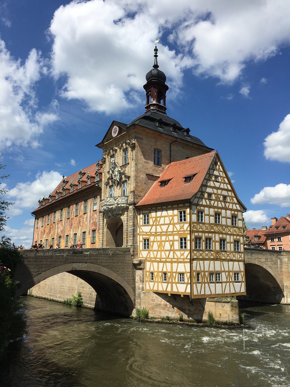 Bamberg, Rathaus, Vokietija, Bavarija, Miestas, Architektūra, Tiltas, Senas, Turizmas, Upė