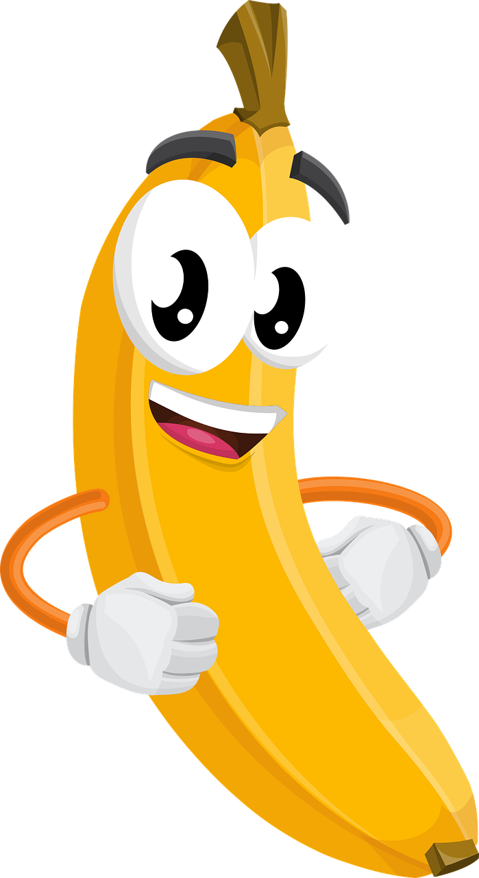 Bananas, Charakteris, Rankos, Akys, Burna, Laimingas, Vaisiai, Linksma, Šypsena, Sveikata