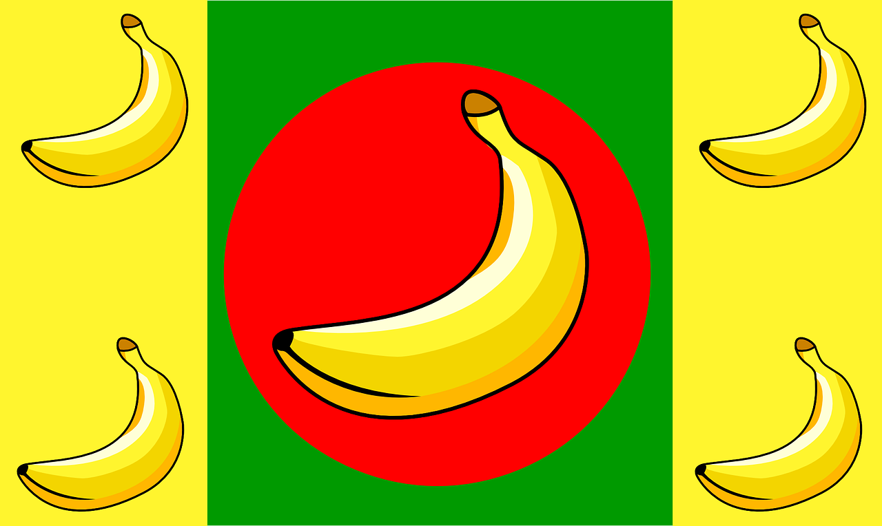 Bananų Respublika, Vėliavos, Geltona, Raudona, Žalias, Juostelės, Simboliai, Ženklai, Vaisiai, Spalvinga