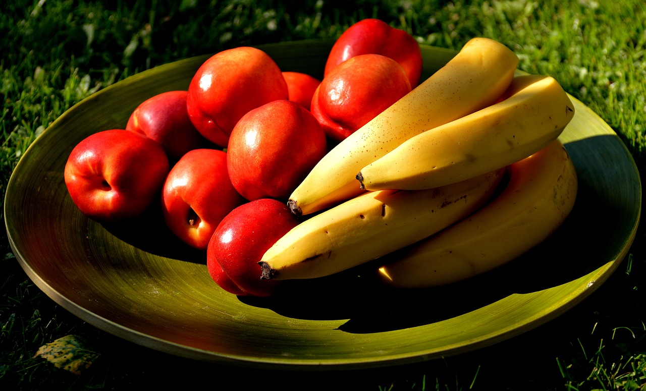 Bananai, Nektarinai, Vaisiai, Vegetariškas, Skanus, Sveikas, Vaisiai, Maistas, Sultingas, Kernobstgewaechs