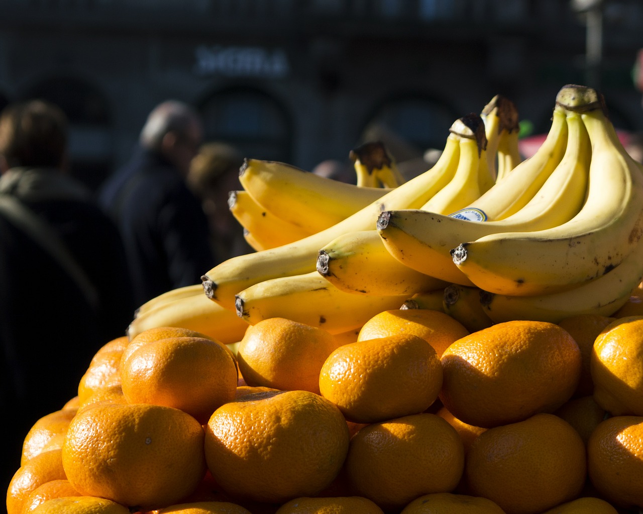 Bananai, Vaisiai, Maistas, Mandarinai, Oranžinė, Sveikas, Sultingas, Vitaminas, Šviežias, Atogrąžų