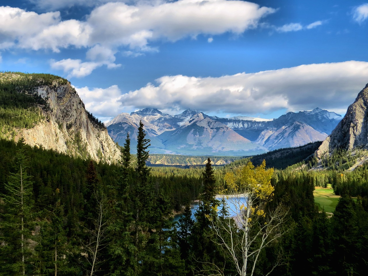 Banff, Alberta, Kalnai, Dangus, Kanada, Lauke, Turizmas, Peizažas, Kelionė, Kraštovaizdis