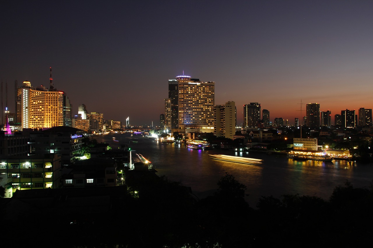 Bangkokas, Tailandas, Asija, Dangoraižis, Pastatas, Miestas, Architektūra, Panorama, Apšviestas, Metropolis