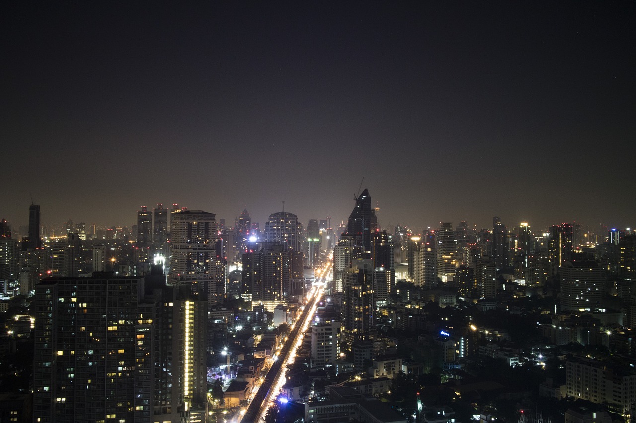 Bangkokas, Naktis, Naktiniai Žiburiai, Ilga Ekspozicija, Stogas, Nemokamos Nuotraukos,  Nemokama Licenzija