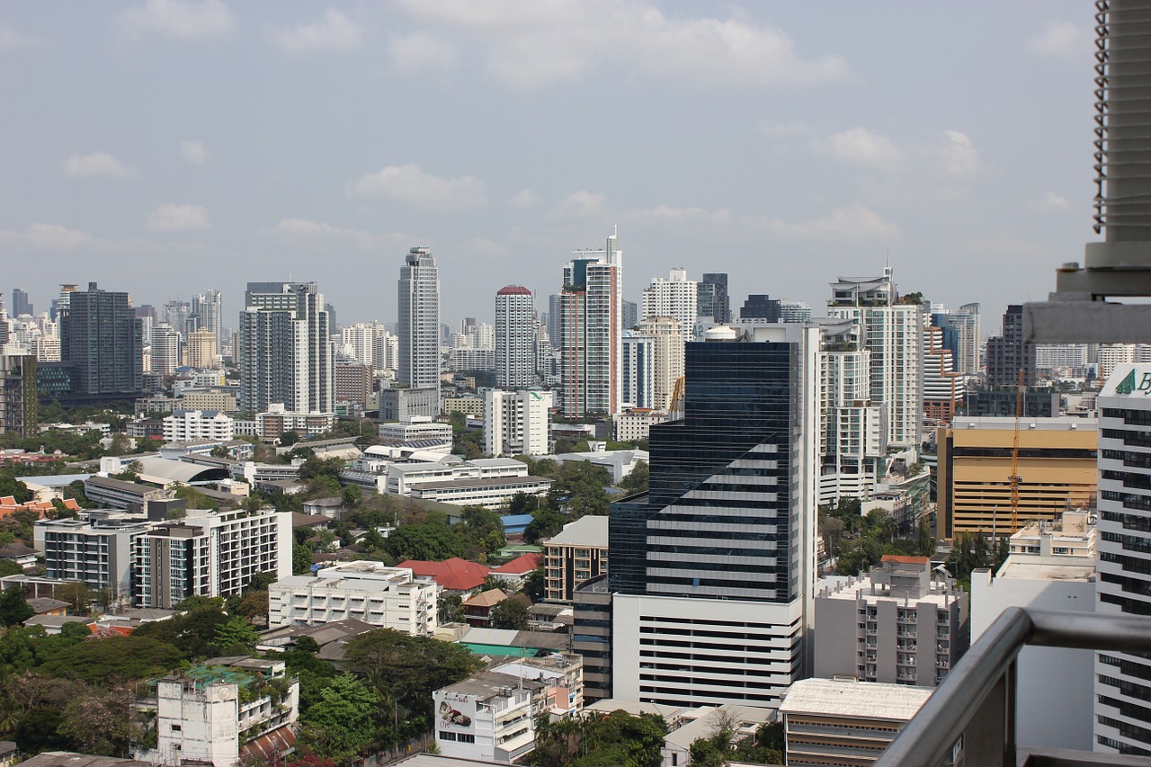 Bangkokas, Miestas, Didelis Miestas, Fonas, Dangoraižis, Panorama, Asija, Tailandas, Pastatas, Architektūra