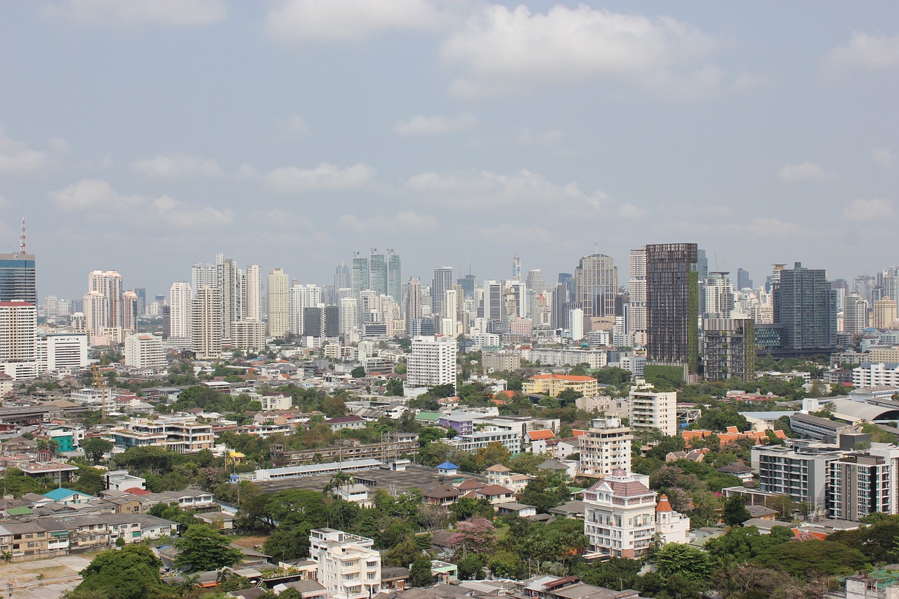 Bangkokas, Miestas, Didelis Miestas, Fonas, Dangoraižis, Panorama, Asija, Tailandas, Pastatas, Architektūra