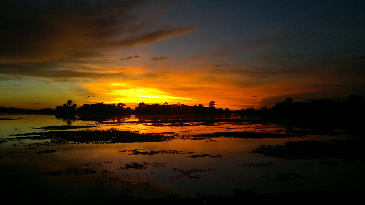 Bangladešas, Saulėlydis, Twilight, Dusk, Aušra, Pelkė, Vandenynas, Tvenkinys, Vanduo, Ežeras