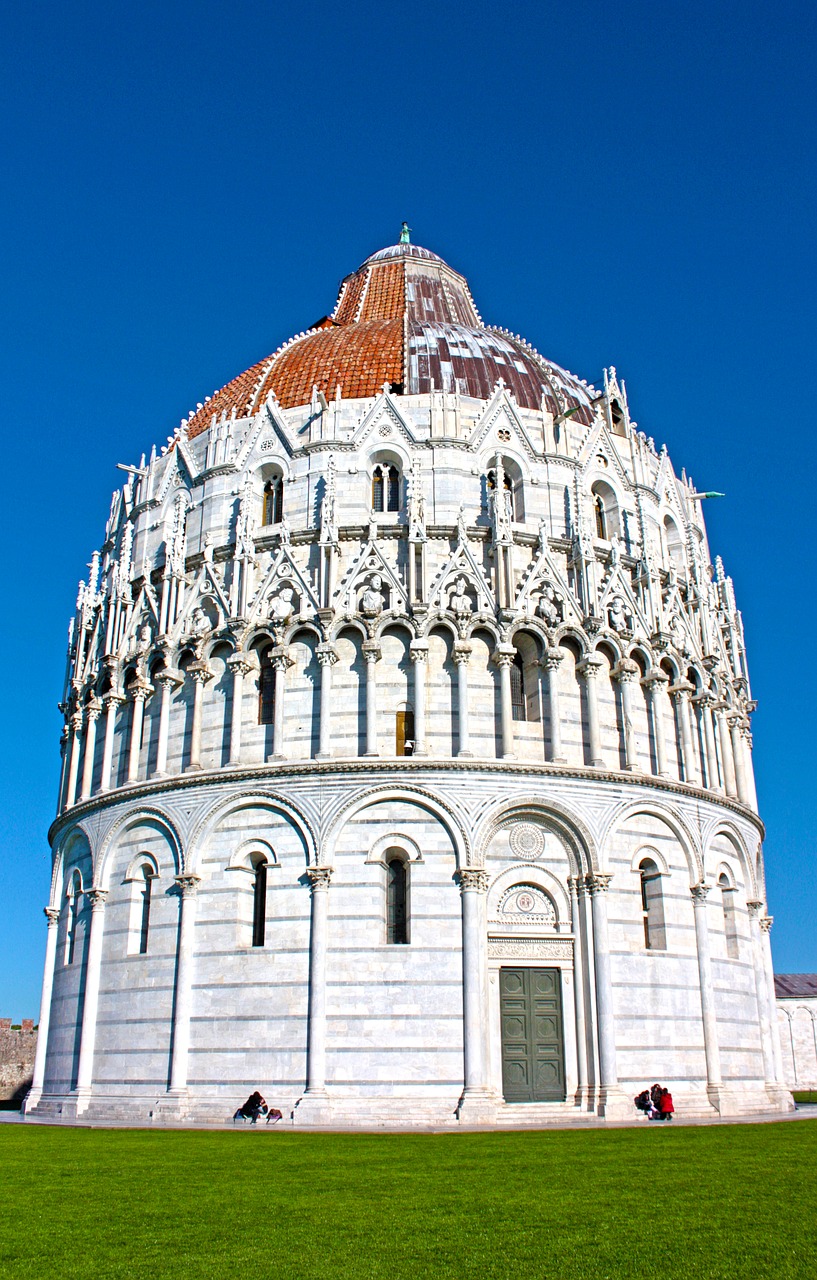 Baptistery, Pisa, Italy, Toskana, Paminklas, Darbai, Mėlynas Dangus, Kultūra, Turizmas, Paminklai