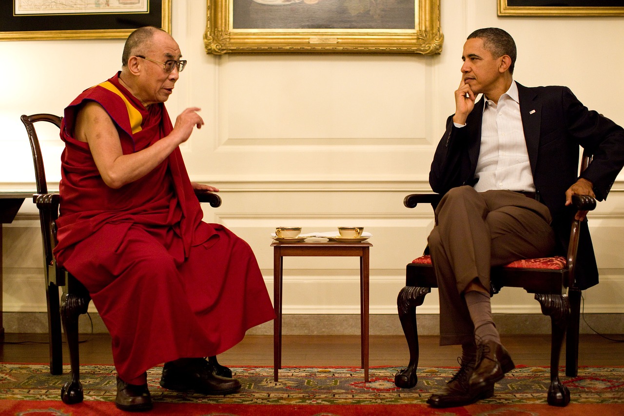 Barakas Obama, Dalai Lama, 2011, Oficiali Nuotrauka, Diagramos Kambarys, Baltas Namas, Vašingtonas, Prezidento Rezidencija, Jungtinės Amerikos Valstijos, Jungtinės Amerikos Valstijos