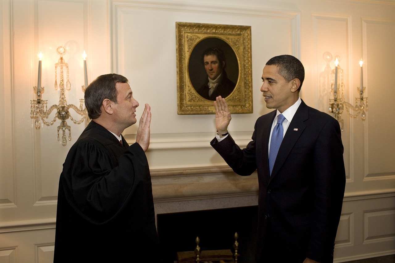 Barakas Obama, John G Roberts , Cj, Administruoja Priesaiką, Antrą Kartą, Su Barack Obama, Diagramos Kambarys, Baltas Namas, 2009 M. Sausio 21 D ., Prezidento Rezidencija