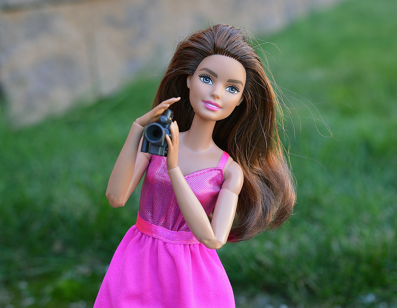 Barbie, Lėlės, Fotoaparatas, Vaizdo Kamera, Filmas, Filmavimas, Žaislas, Brunetė, Režisierius, Rožinis