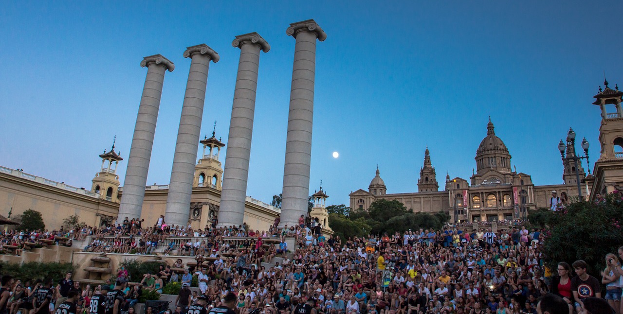 Barcelona, Plaza España, Mo, Montjuic, Peržiūros, Kvadratas Spain Barcelona, Miesto Kraštovaizdis, Nemokamos Nuotraukos,  Nemokama Licenzija