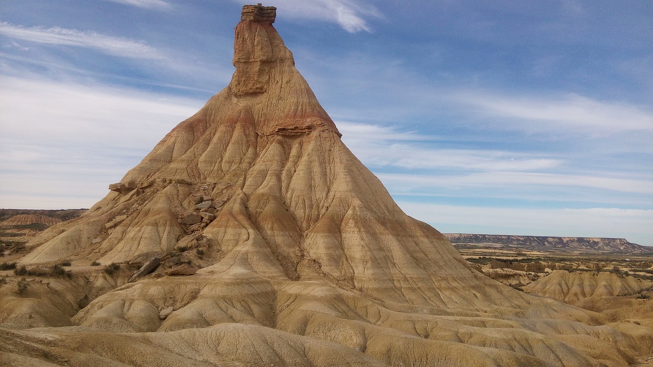 Bardenas Reales, Kraštovaizdis, Sausas, Sausas, Akmenys, Smėlis, Dangus, Kalnai, Dykuma, Saulė