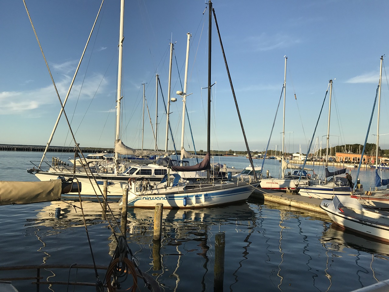 Barth, Bodden, Barther Bodden, Uostas, Abendstimmung, Vanduo, Burinė Valtis, Atmosfera, Vakaro Saulė, Poilsis