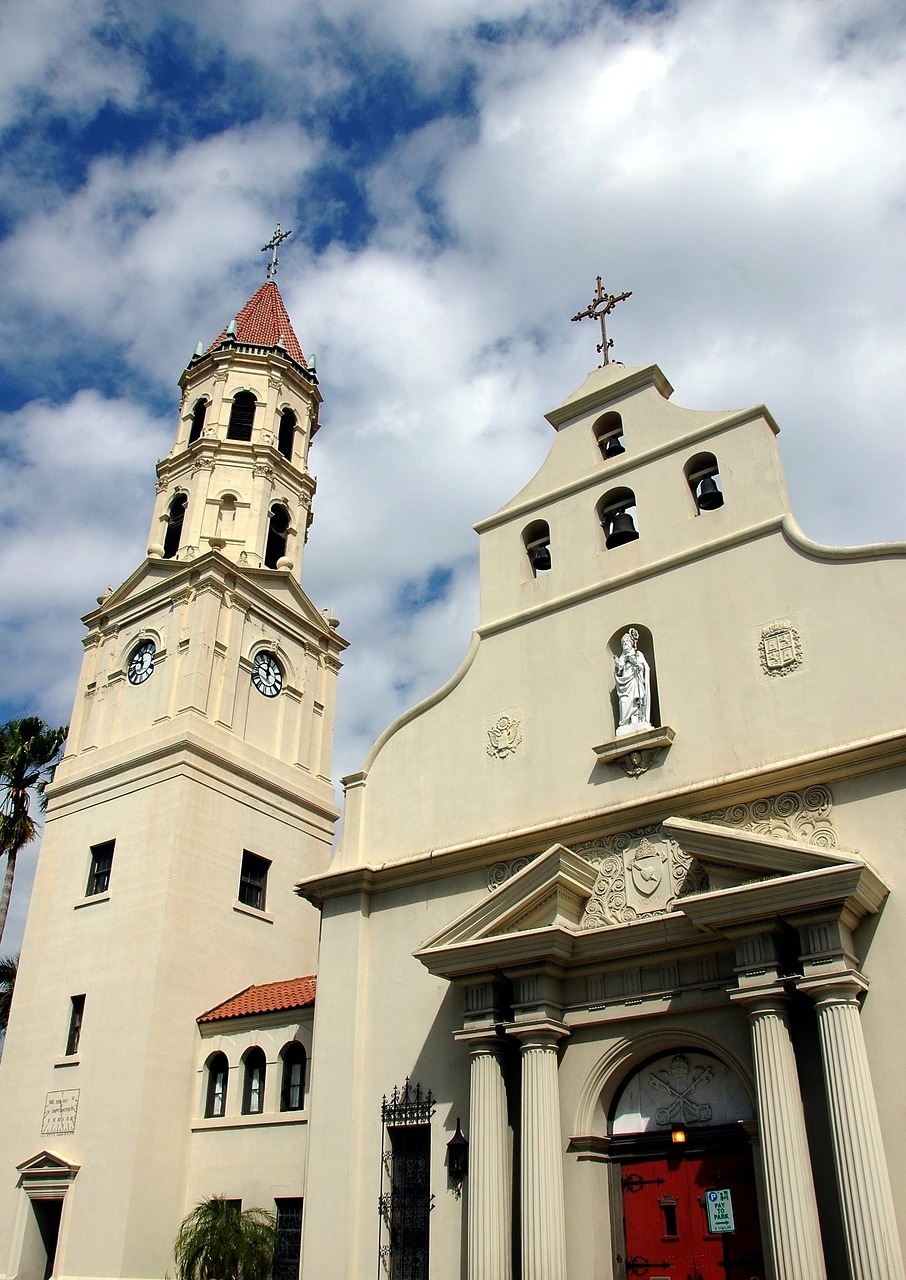 Bazilika, Katedra, Istorinis, St Augustine, Florida, Usa, Bokštas, Architektūra, Bažnyčia, Miestas