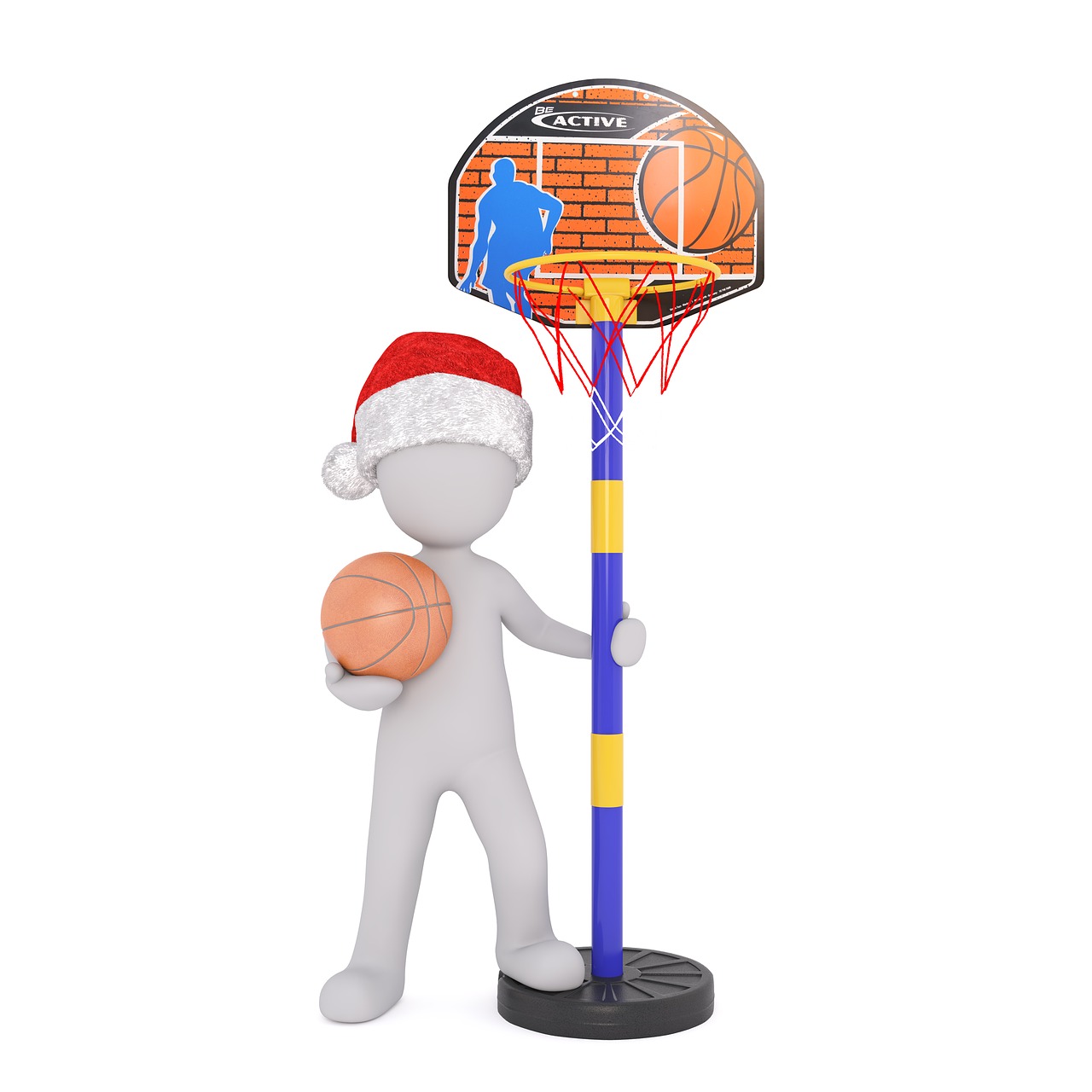 Krepšinis, Baltas Vyriškas, 3D Modelis, Izoliuotas, 3D, Modelis, Viso Kūno, Balta, Santa Skrybėlė, Kalėdos