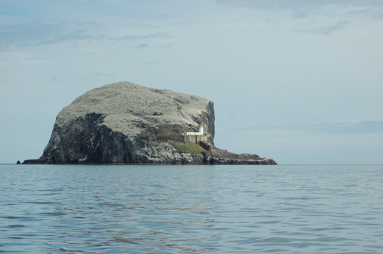 Bass Rock, Sala, Švyturys, Vanduo, Jūra, Rokas, Jūros Dugnas, Vaizdingas, Škotija, Bangos