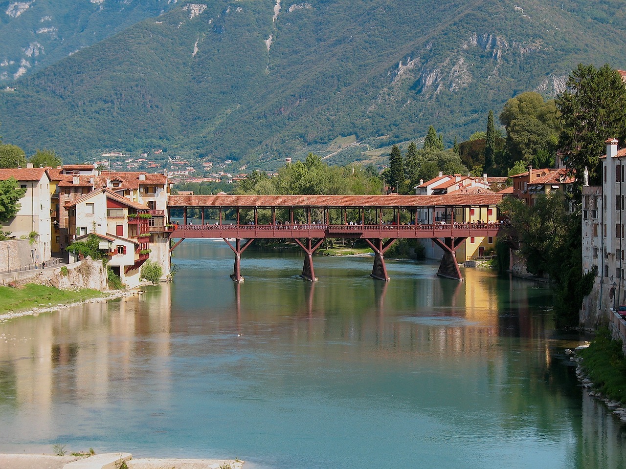 Bassano Del Grappa, Upstream, Tiltas, Alpini, Senas, Vicenza, Nemokamos Nuotraukos,  Nemokama Licenzija