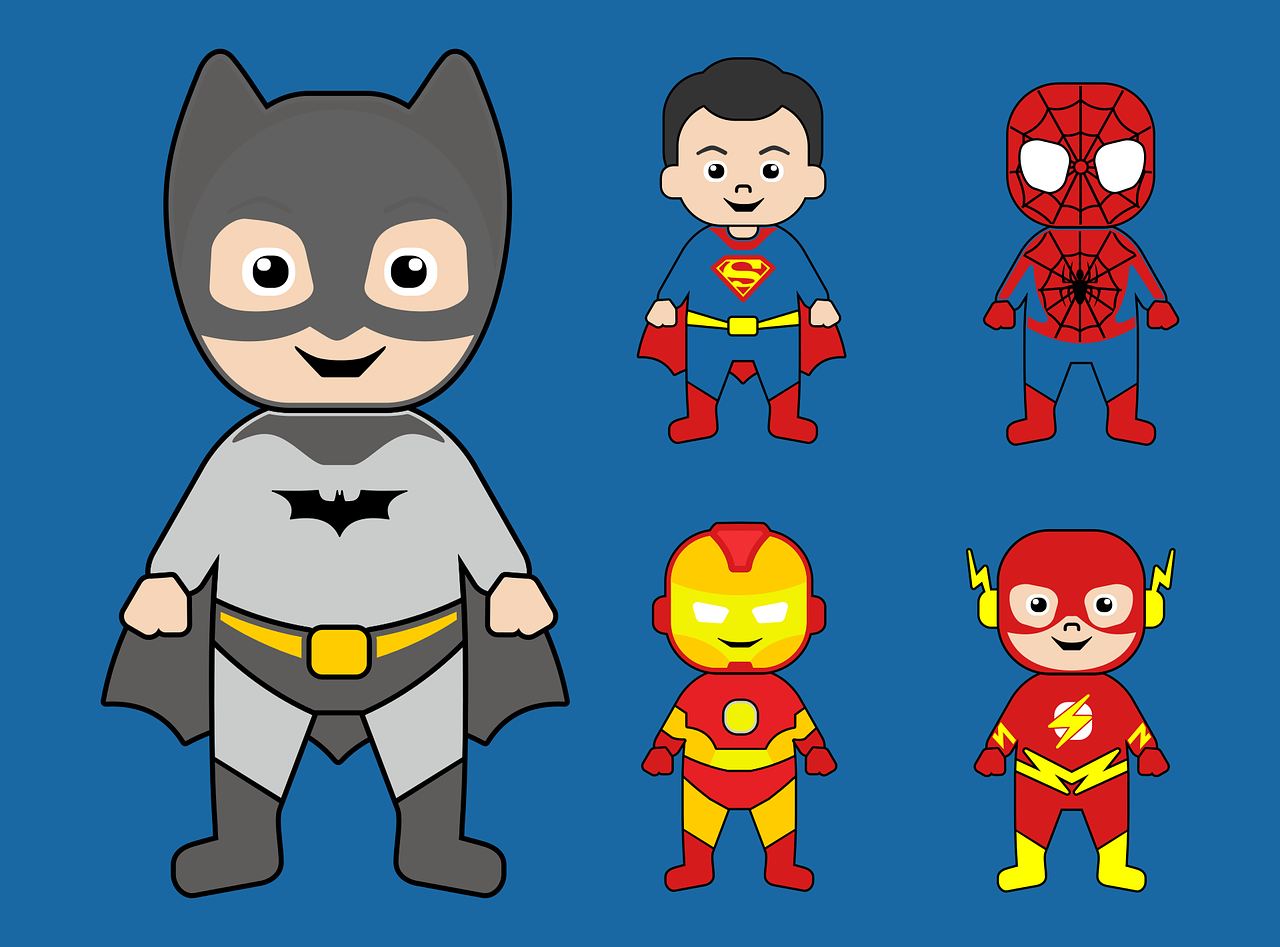 Batman, Supermenas, Geležinis Žmogus, Žmogus-Voras, Super Herojus, Komiksas, Animacinis Filmas, Charakteris, Vaikas, Mielas