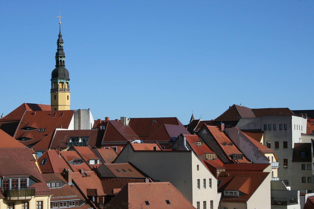 Bautzen, Saksonija, Miestas, Stogai, Bokštas, Pastatas, Struktūros, Namai, Dangus, Mėlynas