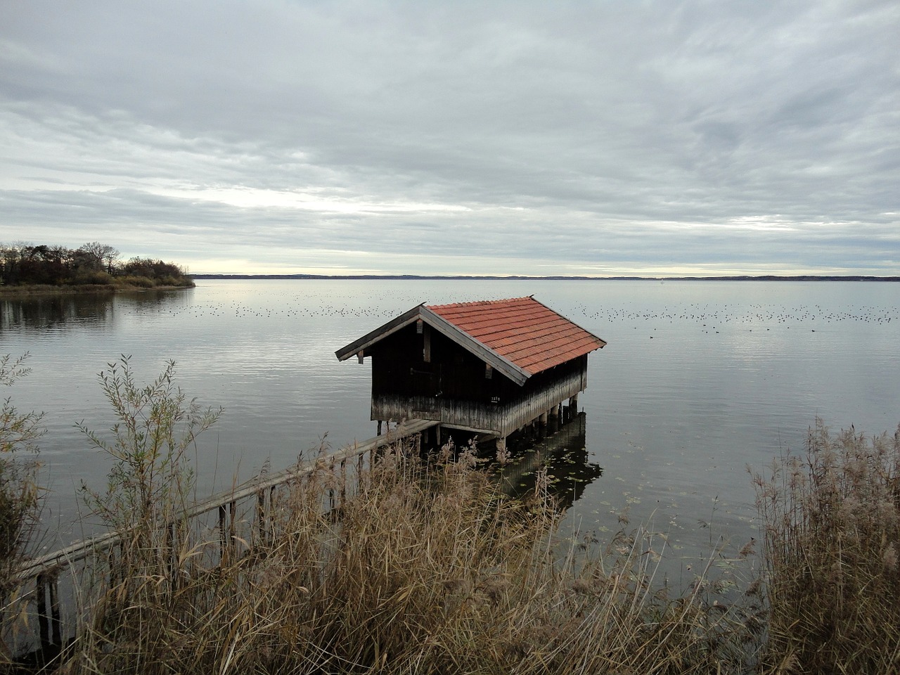 Bavarija, Chiemsee, Abendstimmung, Valčių Namas, Prieplauka, Dangus, Ežeras, Vanduo, Debesys, Nemokamos Nuotraukos