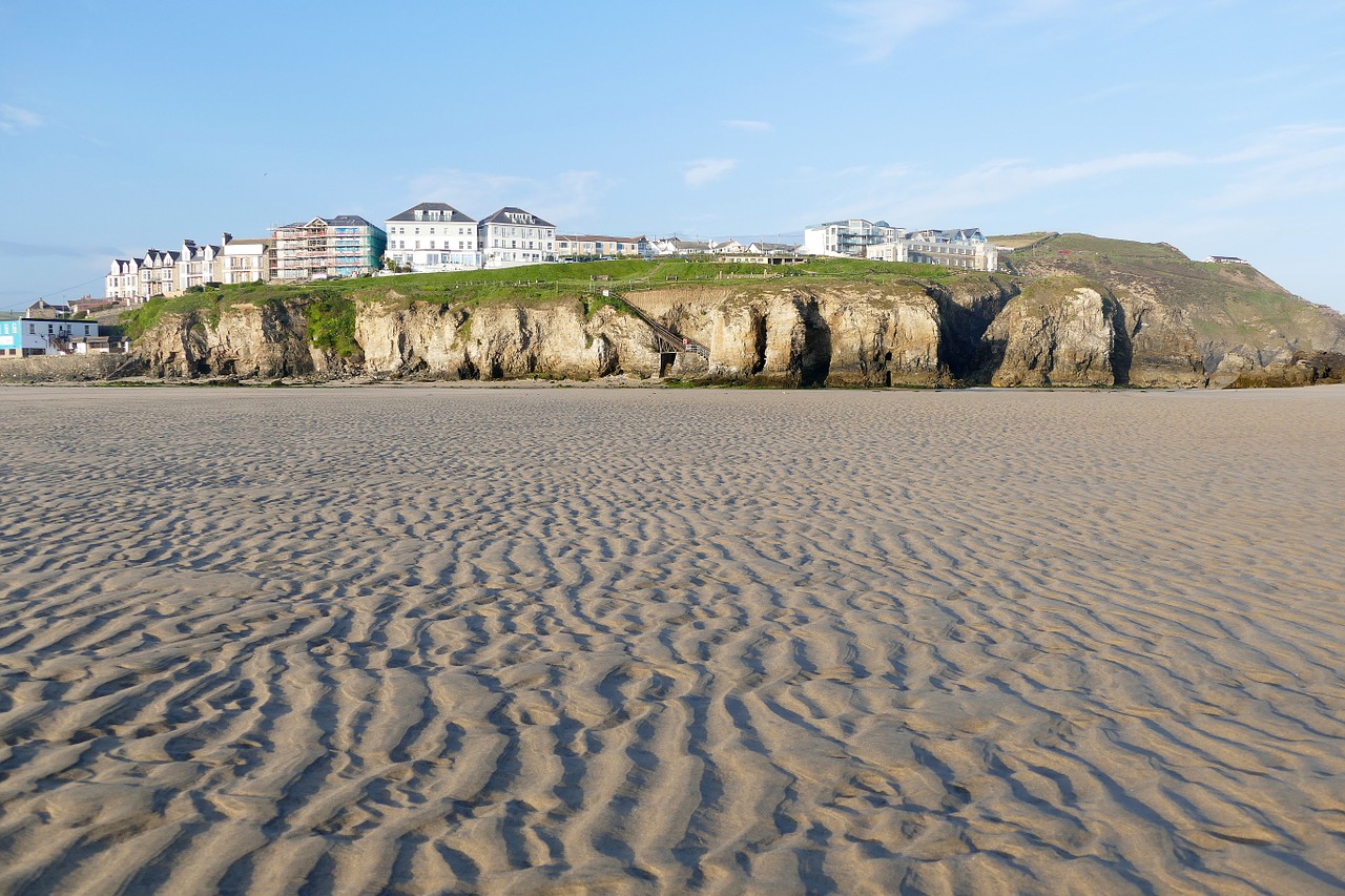 Papludimys, Perranporth, Jūra, Cornwall, Kranto, Anglija, Bangos, Įlanka, Kukurūzai, Uk