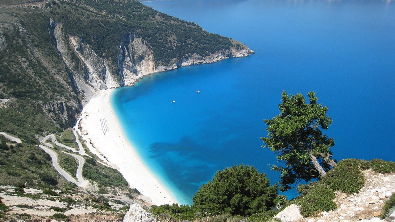 Papludimys, Graikija, Salos Kefalonija, Jūra, Paplūdimio Myrtos Beach, Užsakytas, Nemokamos Nuotraukos,  Nemokama Licenzija