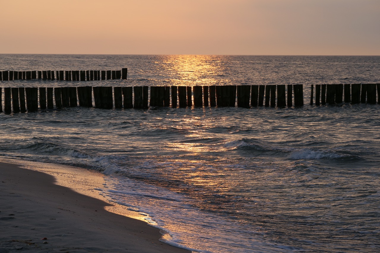 Papludimys,  Jūra,  Vandenys,  Saulėlydžio,  Pakrantės,  Abendstimmung,  Vakariniai Valandos,  Paplūdimio Etapas,  Groynes,  Smėlis