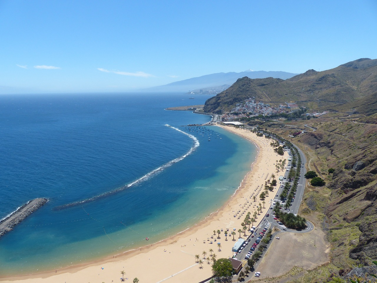 Papludimys, Vanduo, Jūra, Kranto, Smėlio Paplūdimys Playa Las Teresitas, Tenerifė, Vandenynas, Molo Griovys, San Andres, Žvejų Kaimelis