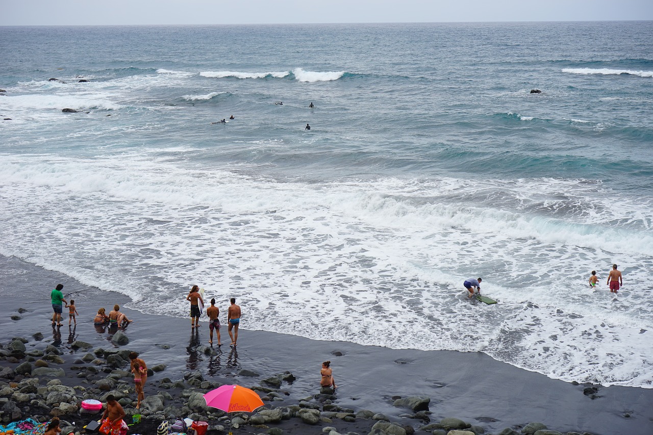 Papludimys, Lava, Smėlis, Tenerifė, Lavos Smėlis, Jūra, Banga, Vandenynas, Šiaurinė Pakrantė, Playa De Almáciga