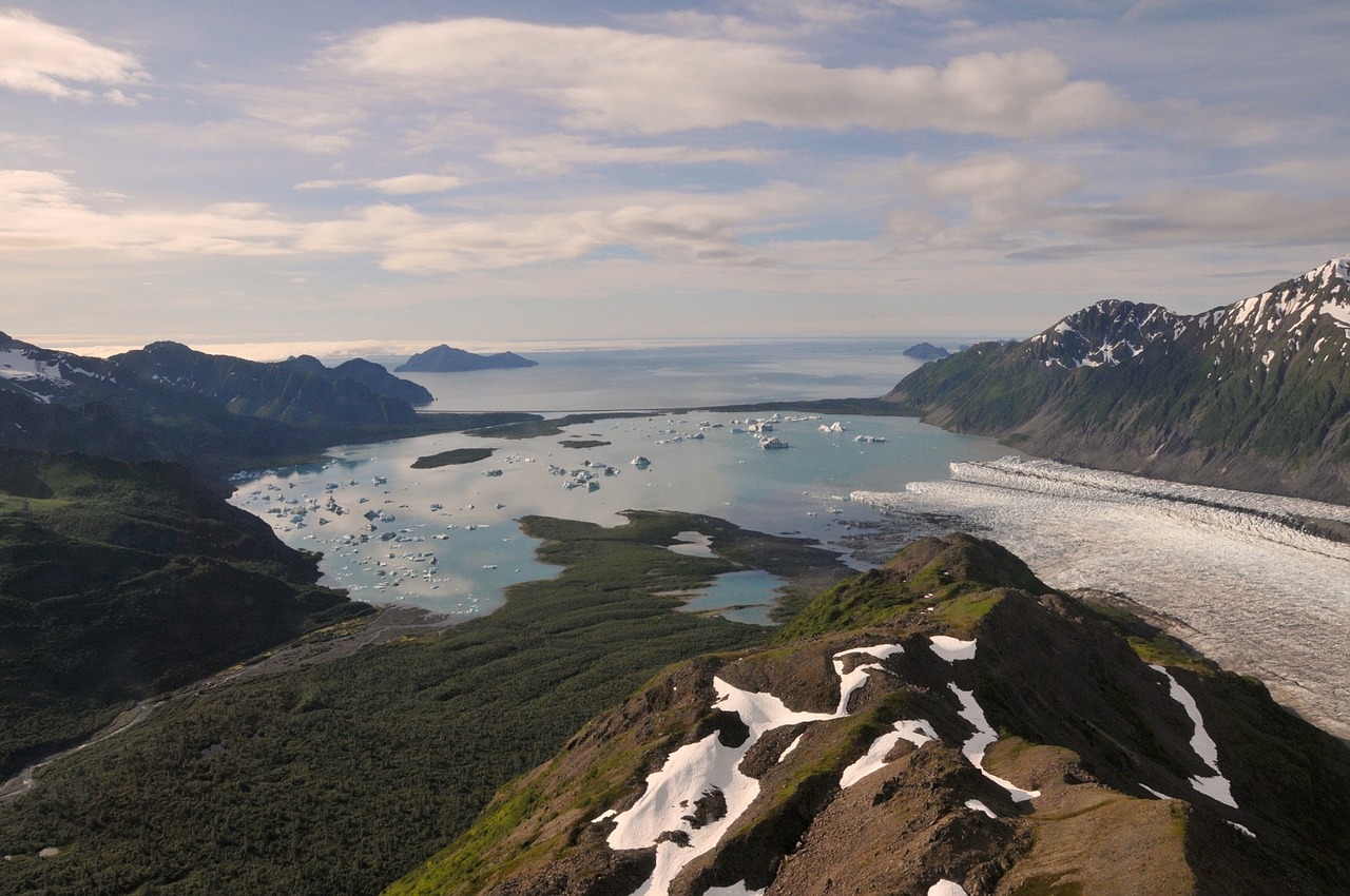 Turėti Ledyną, Kraštovaizdis, Vandenynas, Ledas, Sniegas, Vanduo, Kenai Fjordų Nacionalinis Parkas, Alaska, Usa, Debesys