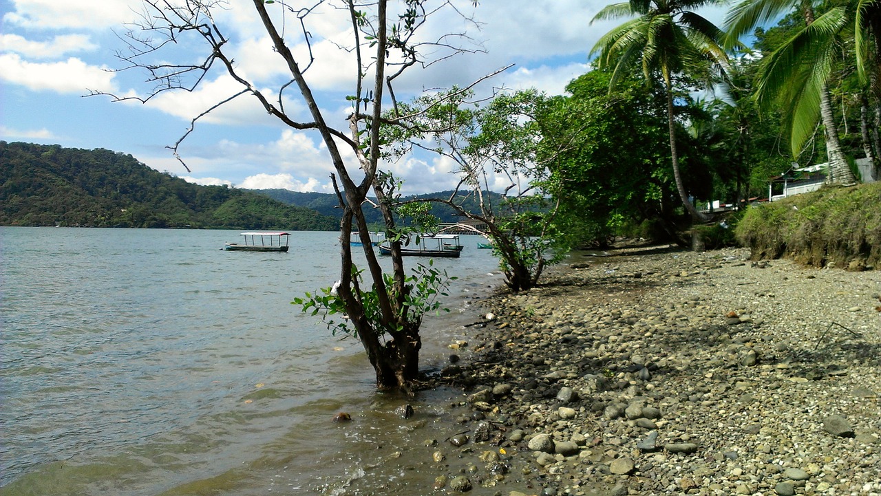 Gražus Puerto Golfito, Kosta Rika, Puntarenas, Vandenynas, Jūra, Papludimys, Jūros Dugnas, Dangus, Vanduo, Smėlis