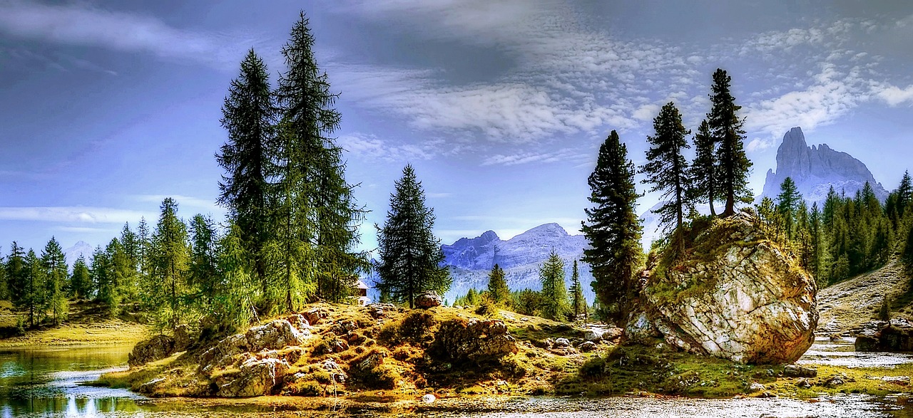 Becco Di Mezzodi, Dolomitai, Kalnai, Ežeras, Italy, Alpių, Unesco Pasaulio Paveldas, Debesys, Kraštovaizdis, Belluno