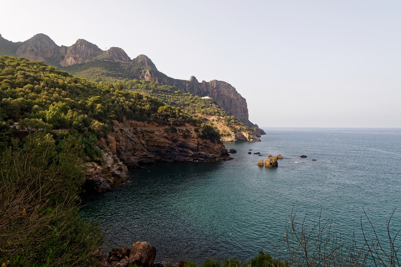 Bejaia, Algeria, Viduržemio Jūros, Mėlynas, Jūra, Vanduo, Rokas, Užsakytas, Kranto, Dangus