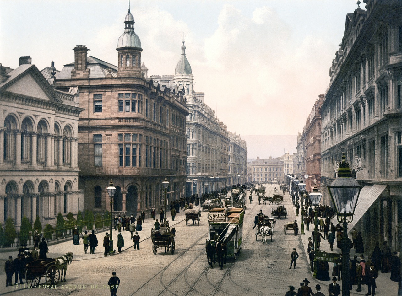 Belfast, Airija, Miestas, Karališkoji Prospektas, Kelias, Arklių Vilkikas, Fotochromas, 1900, Nemokamos Nuotraukos,  Nemokama Licenzija